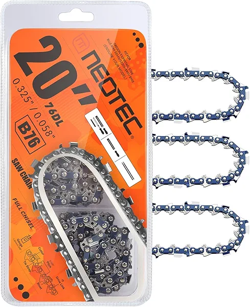 20 Inch Chainsaw Chain 325" Pitch0.058" Gauge 76 Drive Links Fits For Blue Max 53543 8902 Oregon and More