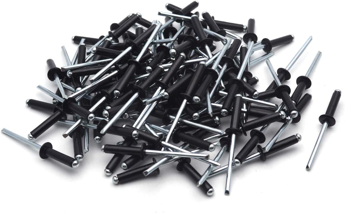 Antrader 5/32" x 3/5" All Aluminum Large Head Black Rivets Pop Rivet for installing