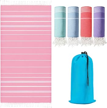 Fammart Oversized Turkish Beach Towel 36"x72", Sand-Free Quick Dry Lightweight Microfiber Pool Bath Towel, Large Travel Beach Blanket for Women, Cruise Essentials, Summer Gift