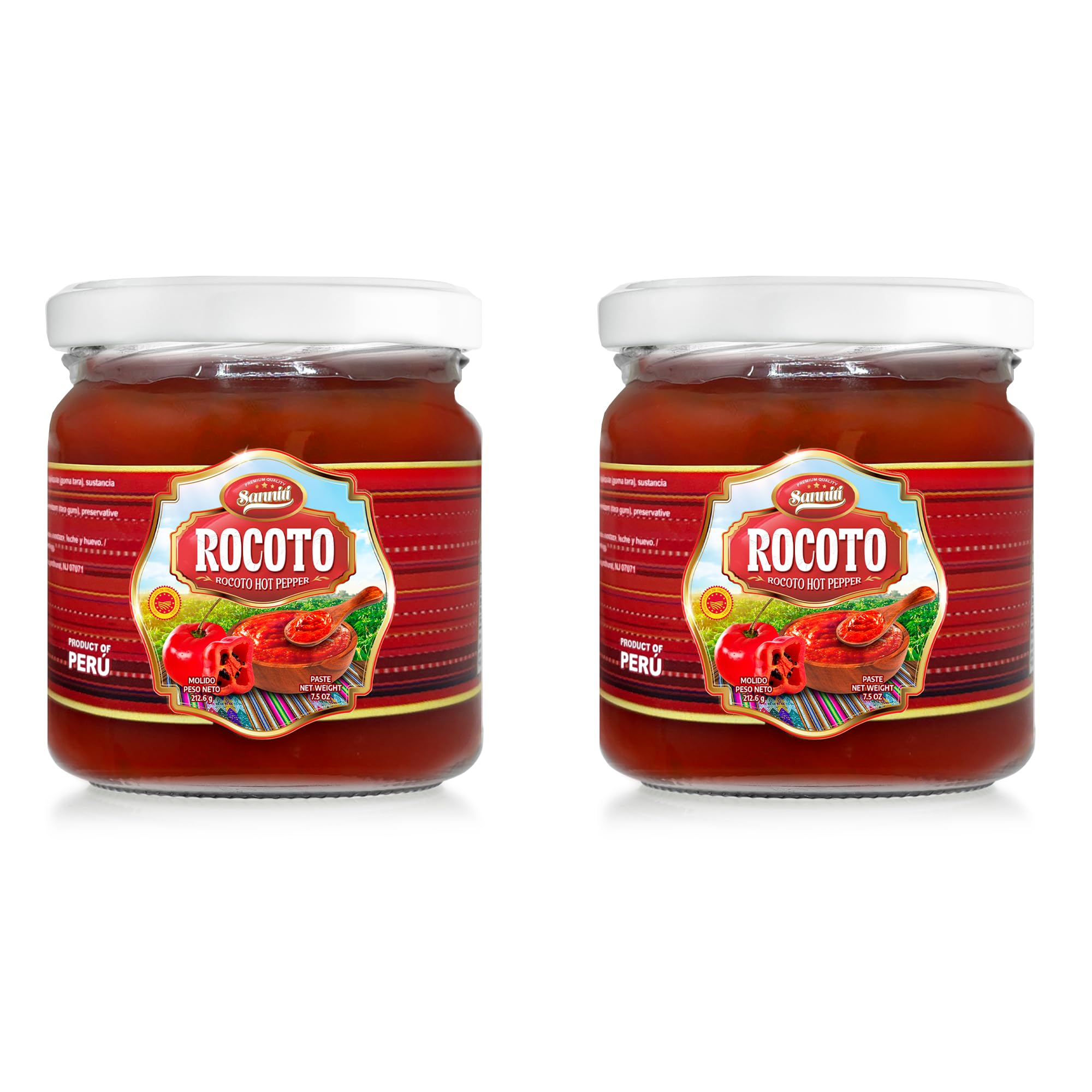 Sanniti Peruvian Hot Pepper Spread | DOP Molido Paste Imported From Peru (Pack of 2) (7.5 oz, Rocoto)