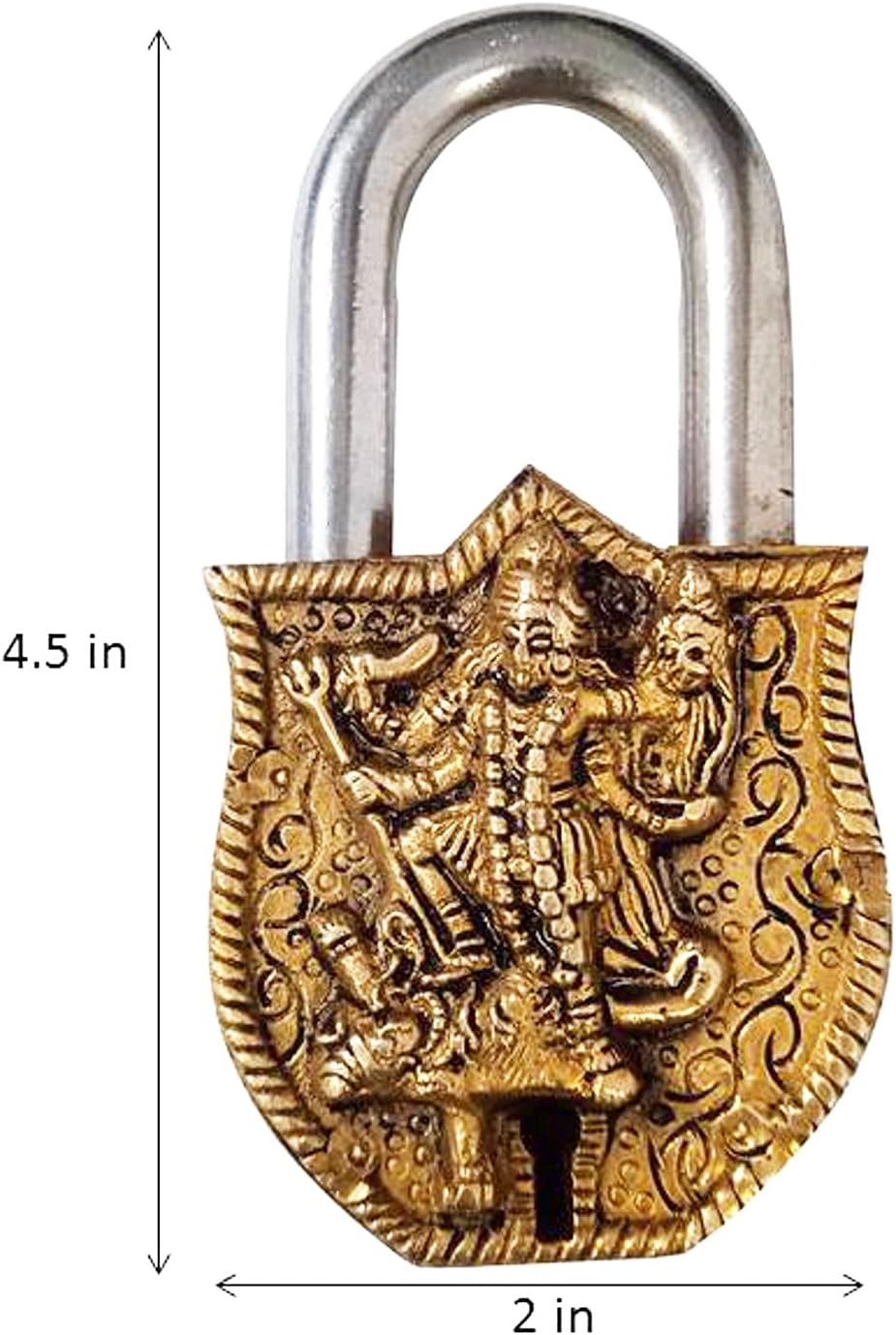 Purpledip Brass Padlock: Goddess Mahakali Kali (12395)