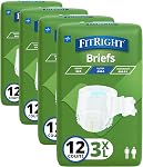 Couches pour adultes FitRight Bariatric; ultra haute absorption; 3XL (taille de taille 65po-84po); 12 unités; culottes d'incontinence jetables pour hommes et femmes; évacuation de l'humidité; protection anti-fuites