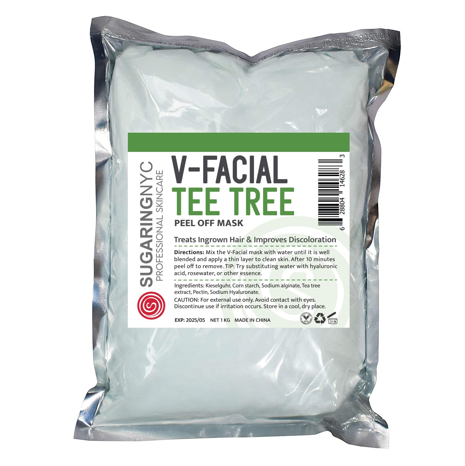 Sugaring NYC Tea Tree Vajacial Jelly Mask Tea Tree with leafs Wholesale Refil 1kg 1 kilo Refill 2.2 lb