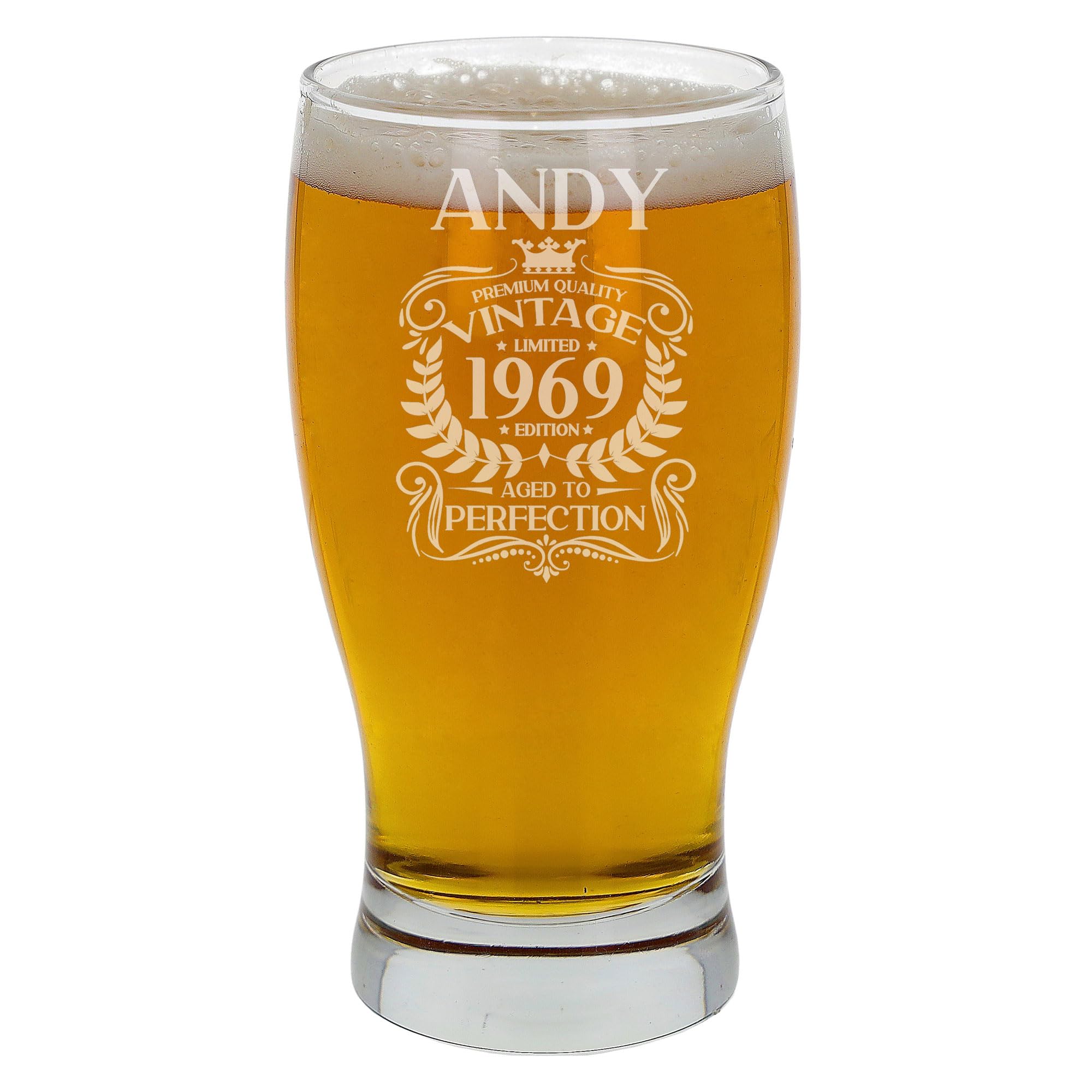Always Looking Good Birthday Gift for Men Vintage Aged to Perfection Engraved Pint Beer Glass Present Etched Cider Lager Beer Tulip Pint Glasses (Any Year/Personalised)