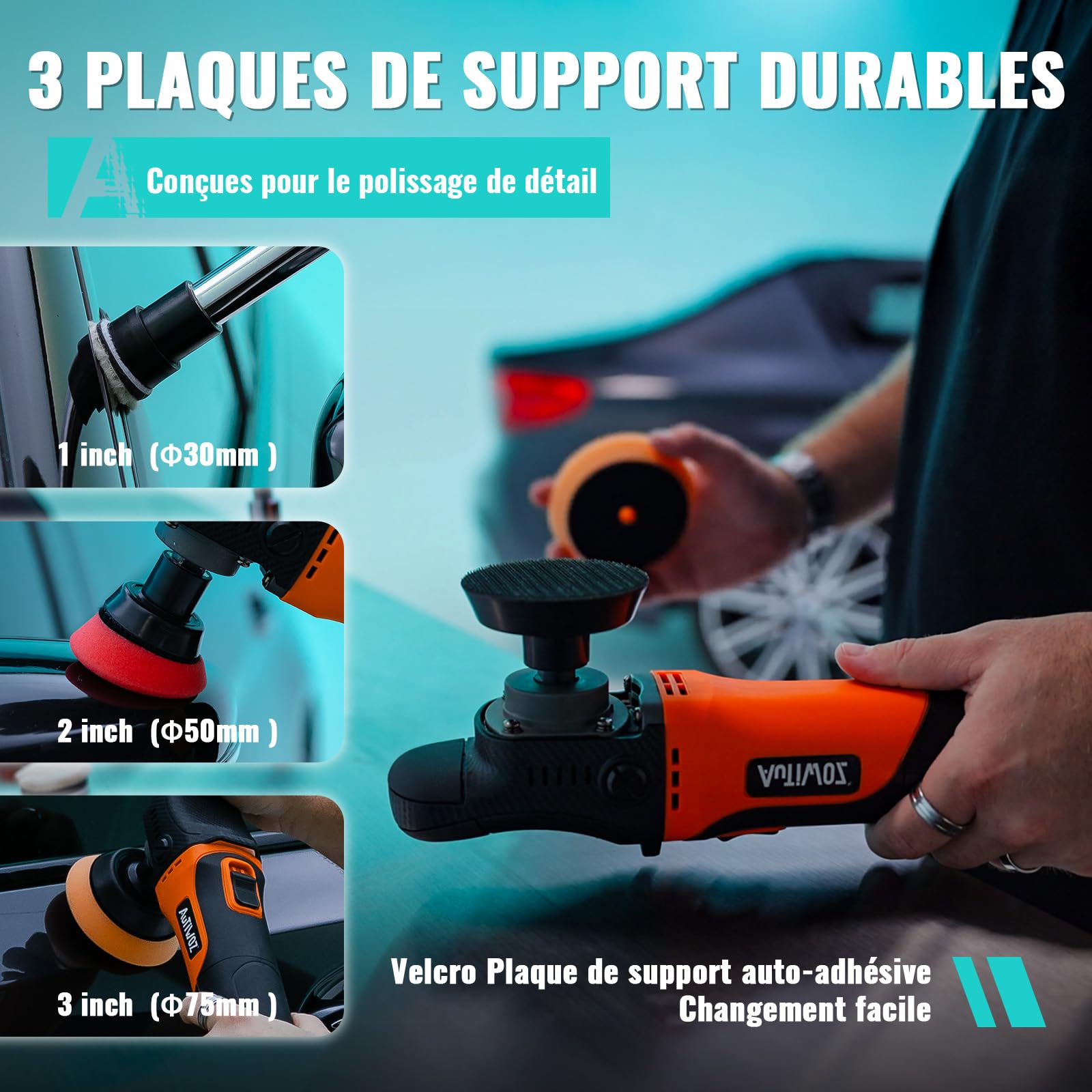 AUTIWOZ Mini Polisseuse Voiture Set, Petite Polisseuse Rotative 630W