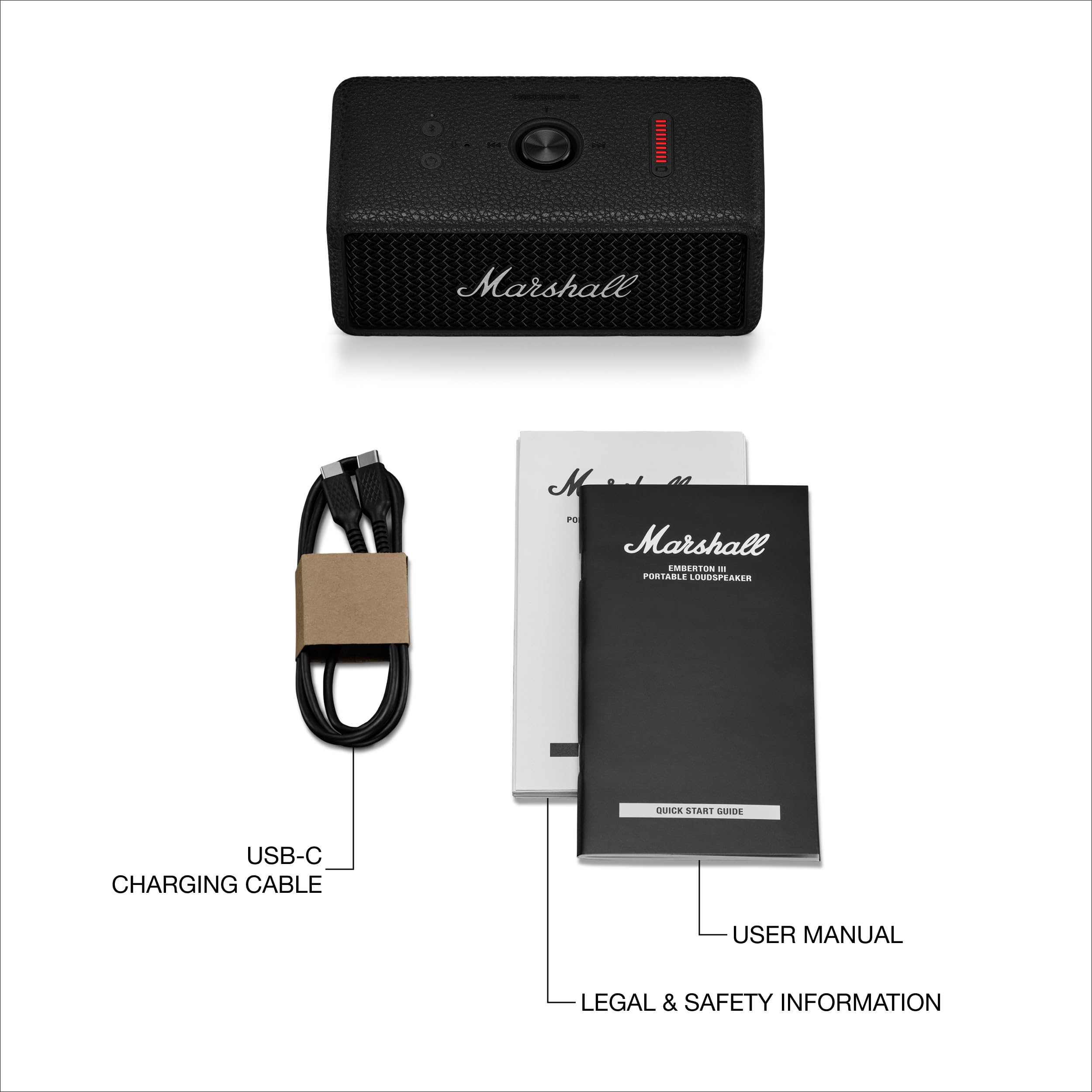 Marshall Emberton III Altoparlanti Bluetooth portatili Wireless accoppiabili IP67 Resistente a polvere e acqua, 32+ ore di riproduzione Ricarica rapida - nero e argento
