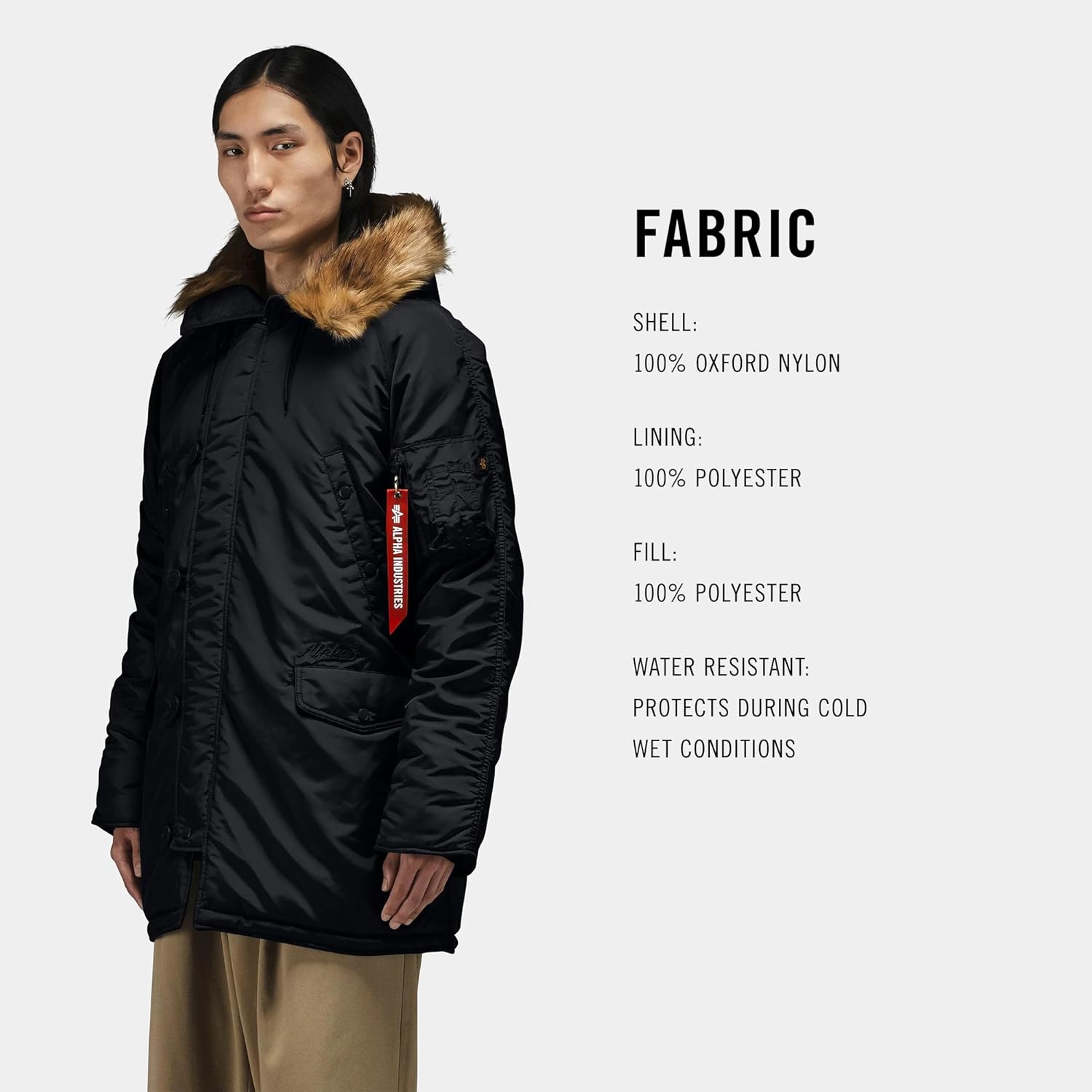 Alpha Industries N-3B Oxford Parka Military Style Winter Jacket Water-Resistant Snorkel Hood Coat Heavyweight Outerwear