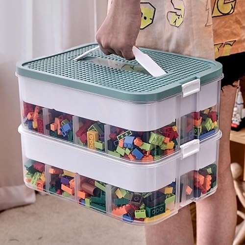 Miniatura 5 de Chemlliy Contenedores organizadores apilables de plástico transparente con compartimentos ajustables, bandeja organizadora de manualidades y