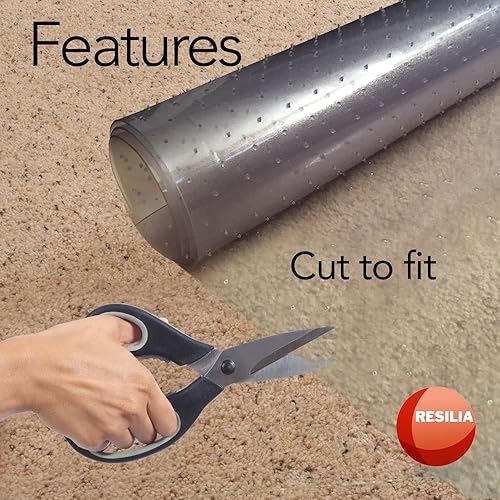 Miniatura 5 de RESILIA - Alfombra Super Deluxe, Protector de piso de vinilo de PVC para alfombras de pelo profundo - Patrón acanalado, 27 pulgadas de ancho x 25