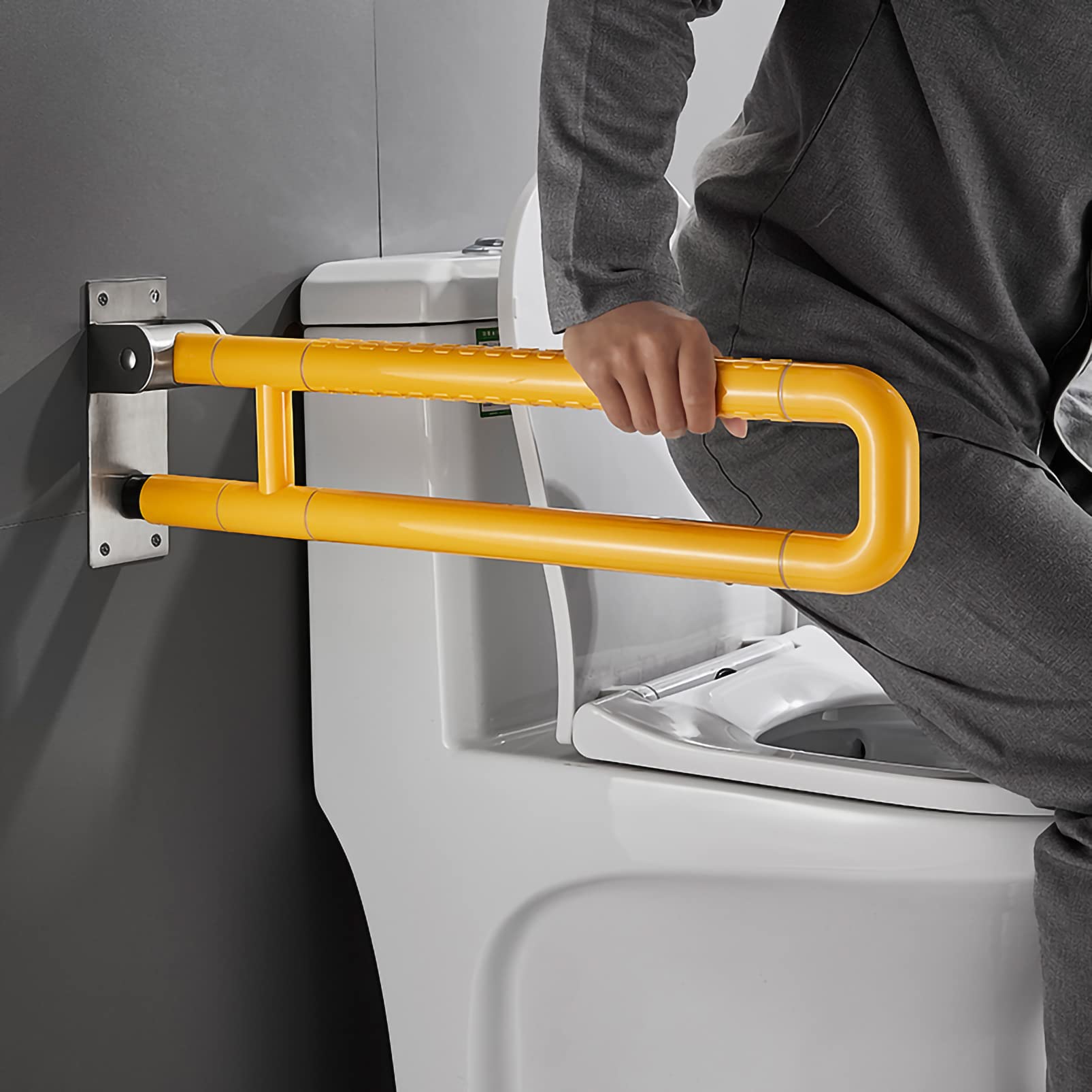 FKXSXAZ Safety Support Handrail Toilet Grab Bar For Elderly - Handicapped Folding Armrest Bathroom Aid Non-Slip Rail Disabled Users Standard