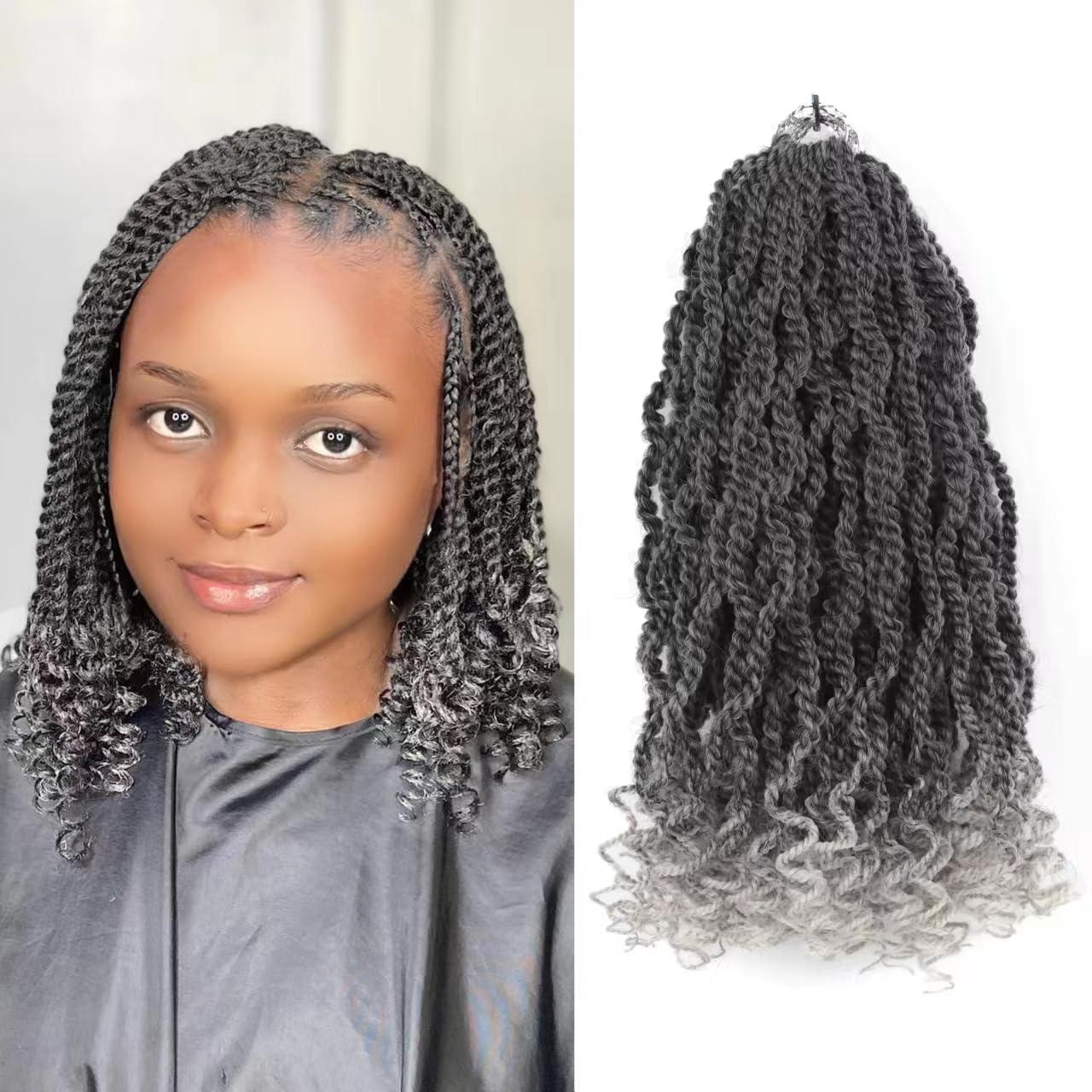 Gray Crochet Hair Pre Looped Senegalese Twist Crochet Hair