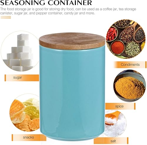 Miniatura 5 de DOITOOL Tarro de almacenamiento de alimentos de cerámica con tapa hermética de bambú Tarro de almacenamiento de té, Tarro de galletas sellado,