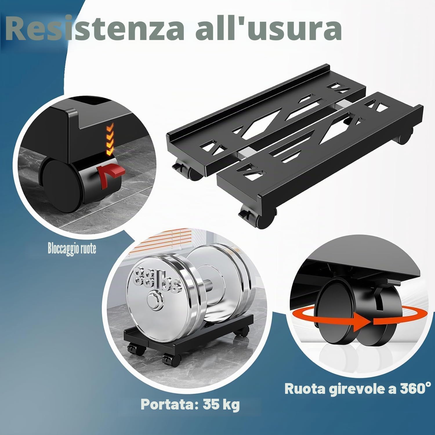 Supporto PC Fisso, Carrello Porta pc con 4 Ruote Girevoli, Universale CPU Tower Holder Cart, Regolabile Supporto per Computer Desktop, per la Casa e L'Ufficio(Nero)