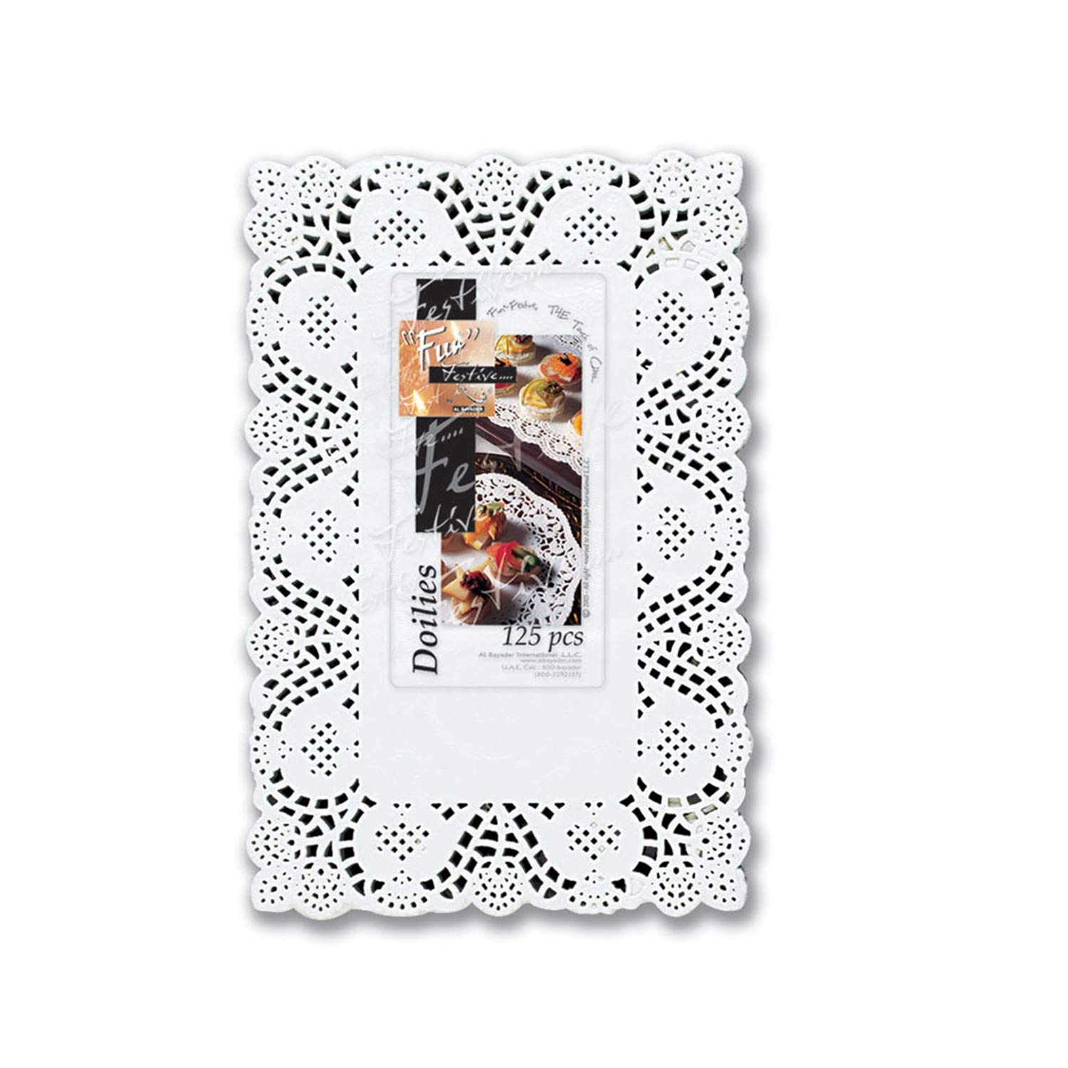 Fun® Festive Disposable Rectangular Doilies Paper Placemats set for Dining Table 8x12in - White, Pack of 250