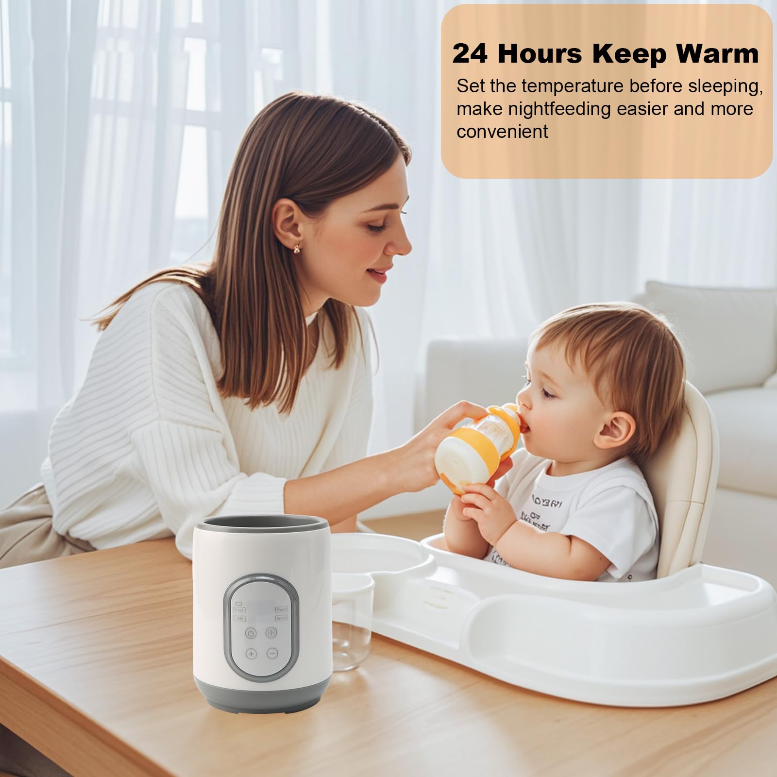 Calentador de Biberones,Fast Calentador de alimentos para bebés,8 en 1 multifuncional,Temperatura Inteligente,Apagado Automático,para todo tipo de biberones