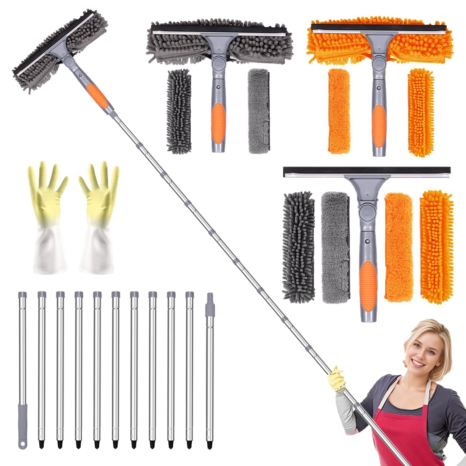 Nettoyage de fenêtres de toit avec la perche extensible 4,5m et sa raclette
