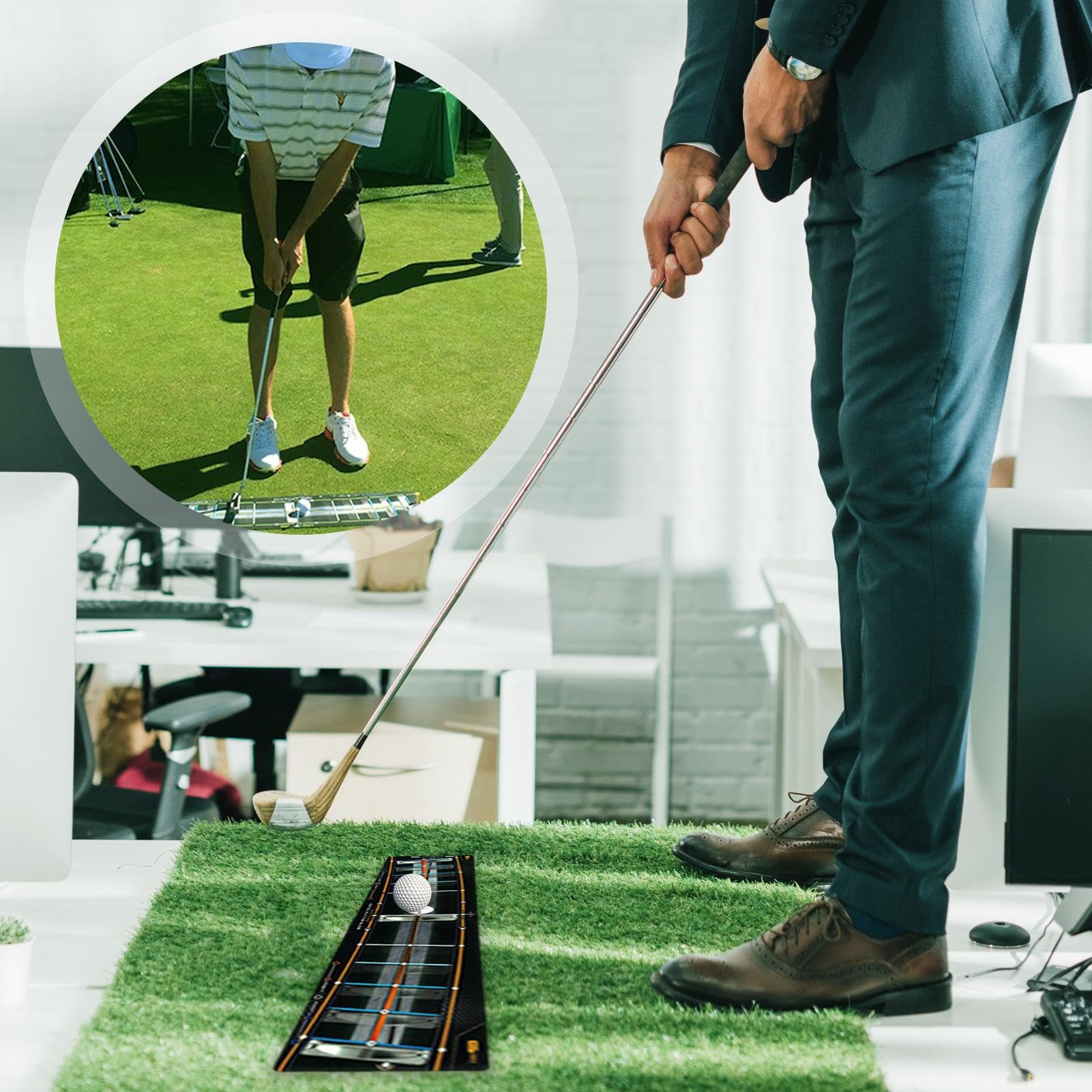 Golf-Putter-Trainingsmatte – Golf-Trainingshilfe | Putter-Path-Trainer, Golf-Putter-Führungsmatten für Männer Frauen Anfänger, Golfzubehör