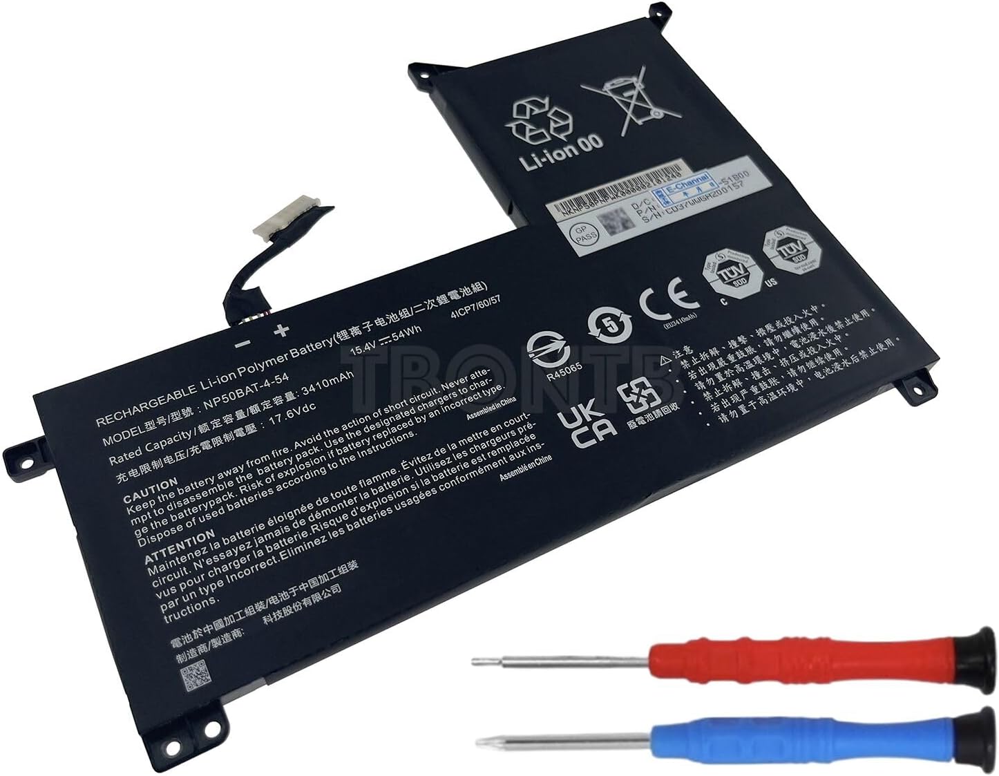 TBONTB NP50BAT-4-54 [NOT NP50BAT-4] Battery Compatible with Clevo X17 NP70 AT22 Schenker XMG Focus 16 GIGABYTE G5 KF KE GE Colorful X15 at X15 XS 22 Series [15.4V 3410mAh/54Wh]