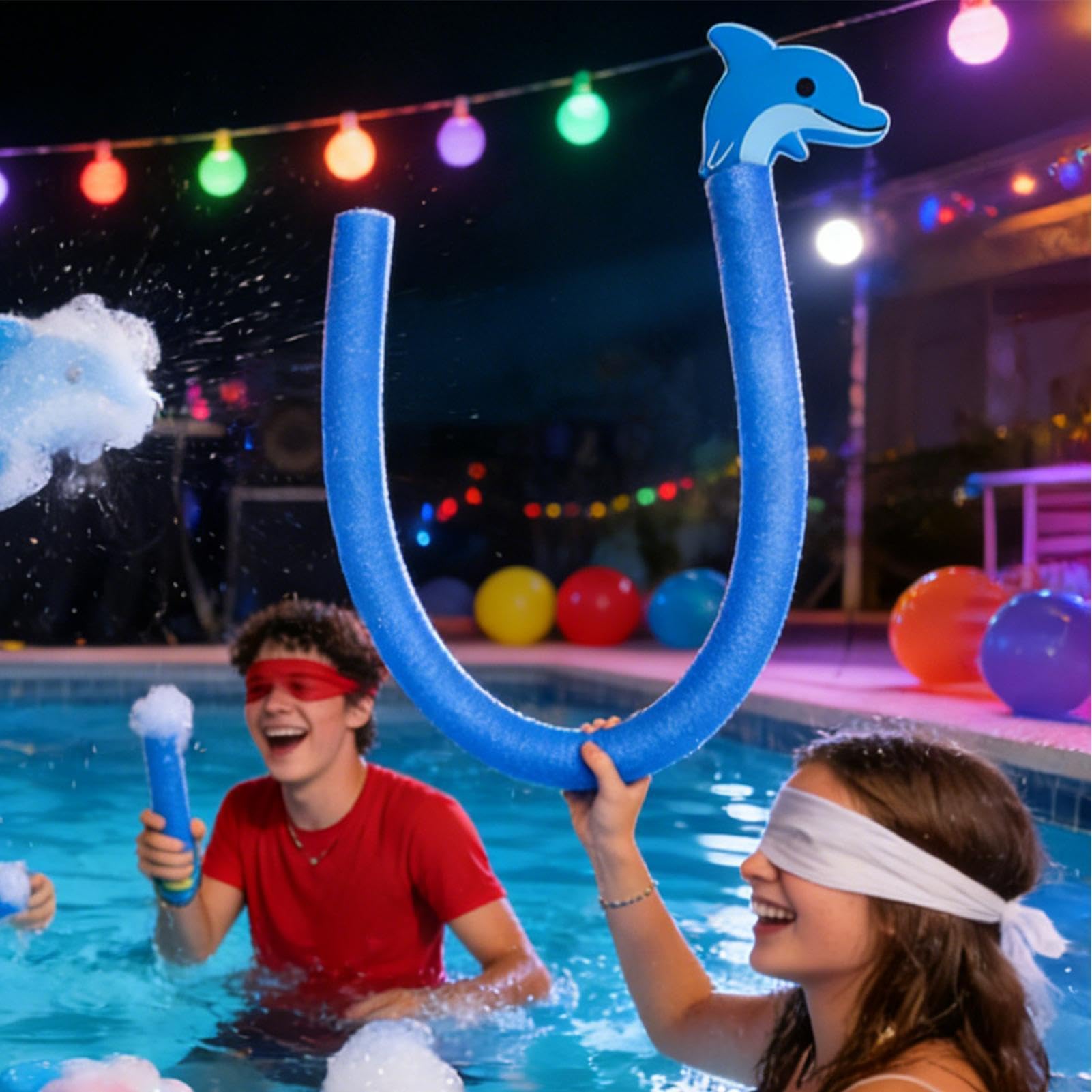 Fideos de piscina – Juguete de entrenamiento flotante en el agua con un diseño de cabeza de animal | Cuerpo de flotabilidad del lago - Para la fiesta en la playa, vacaciones, vacaciones, fin de semana