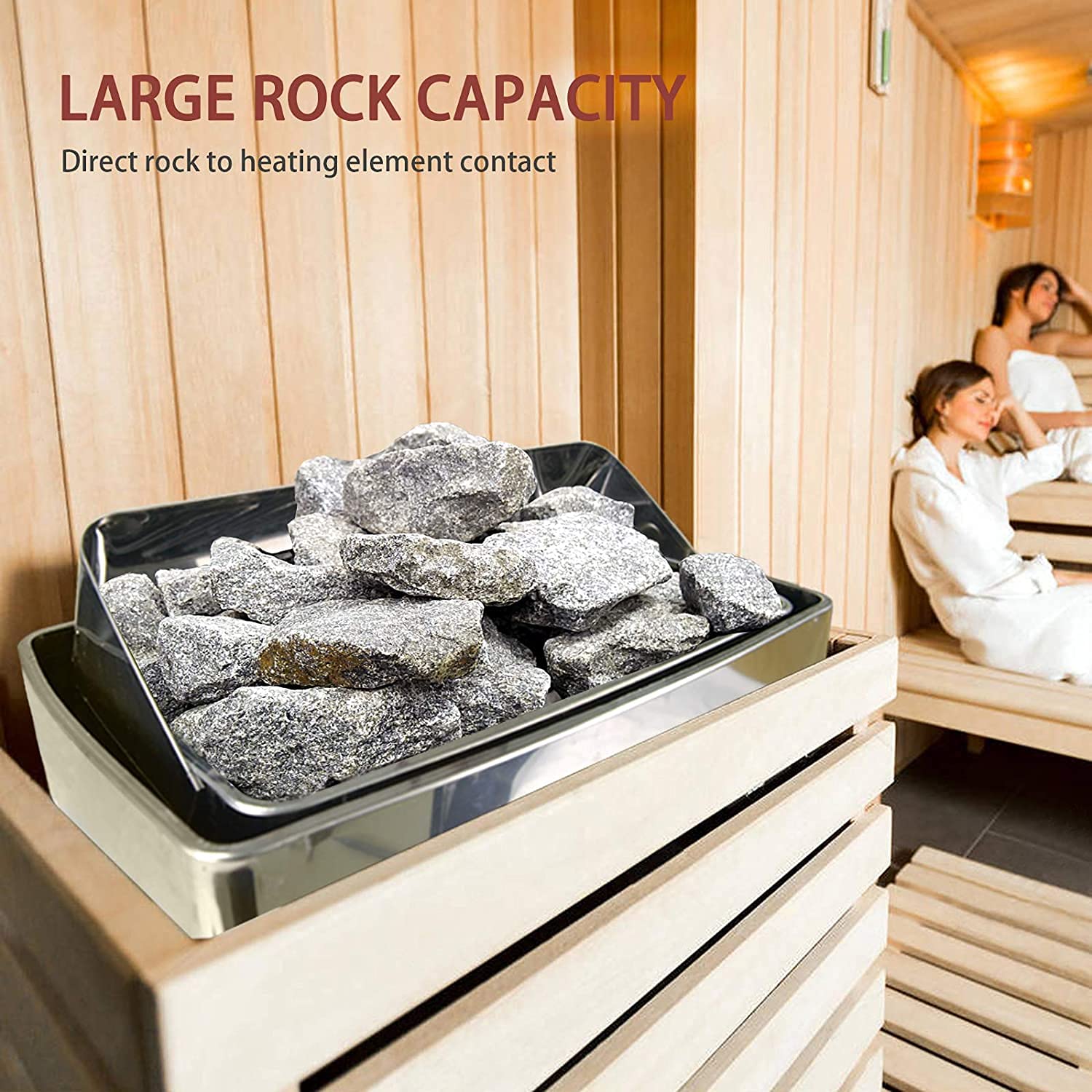 Stufa Sauna Elettrica Per Casa, Forno Sauna A Secco Con Termostato Esterno, 3-9 KW, Acciaio Inox, Per Cabine 2-13 M³, Con Display LCD - Foto 9