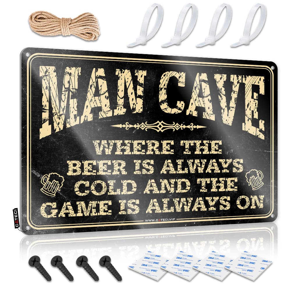 Painting, Funny Sign Funny Holder Wall Decor, Scandinavian Rustic Metal Tin Sign For Man Cave | Yard Holiday Gift Custom Man Cave Rules(30X40CM)