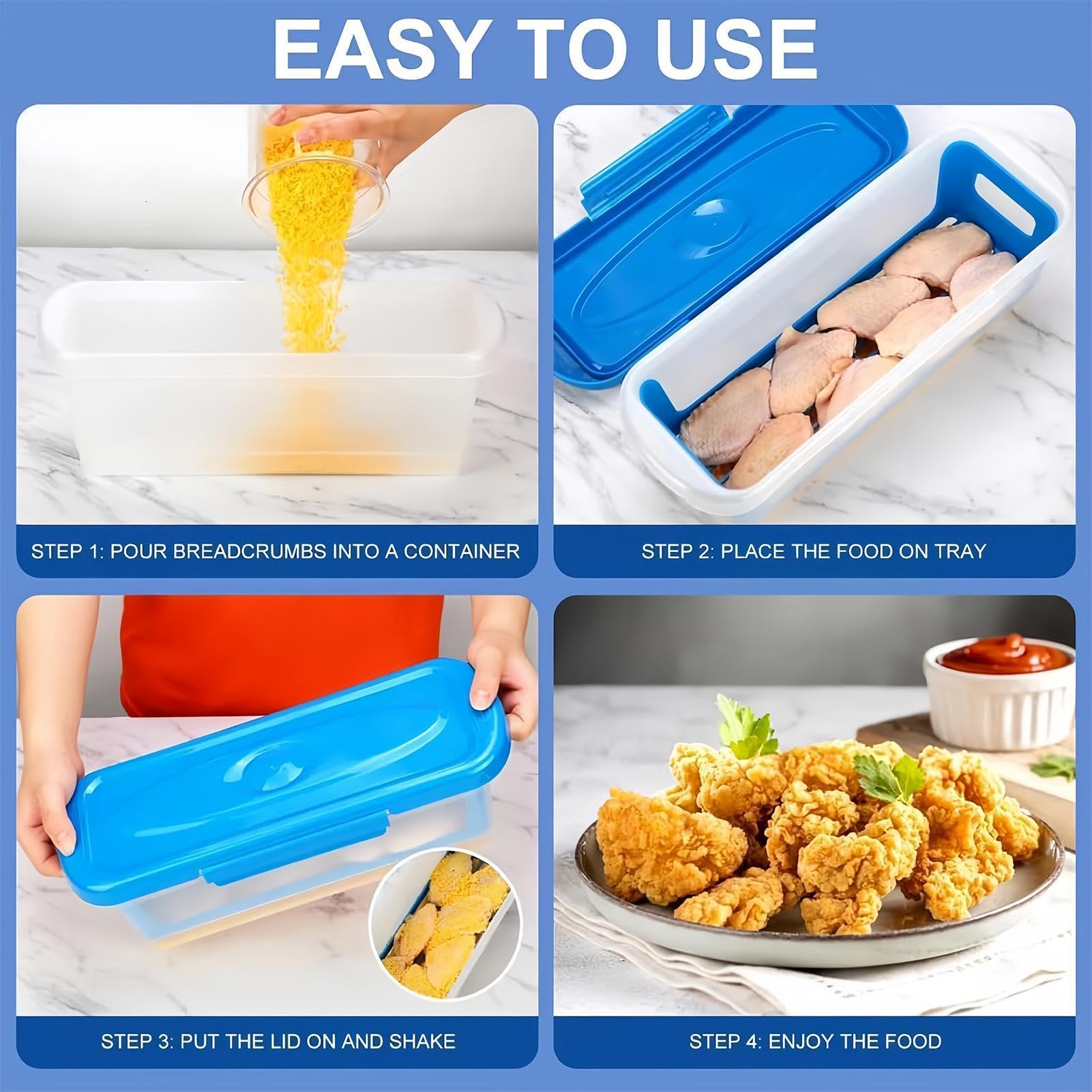 Set di 2 strumenti da cucina multifunzionali per impasto di pesce | Contenitore per panatura di pesce, per anelli di cipolla, ali di pollo e per casa, sala da pranzo e