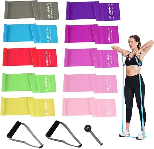 10 bandas de resistencia profesionales con asas. Sin látex, banda elástica, bandas de entrenamiento, bandas elásticas para entrenar mujeres u