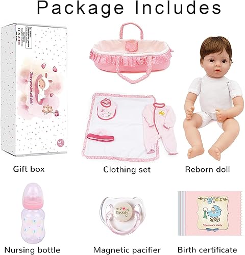 Miniatura 5 de CHAREX Muñecas de bebé Reborn – Muñeca realista de 18 pulgadas, cuna rosa, hecha a mano, realista, realista, de silicona, regalo suave con