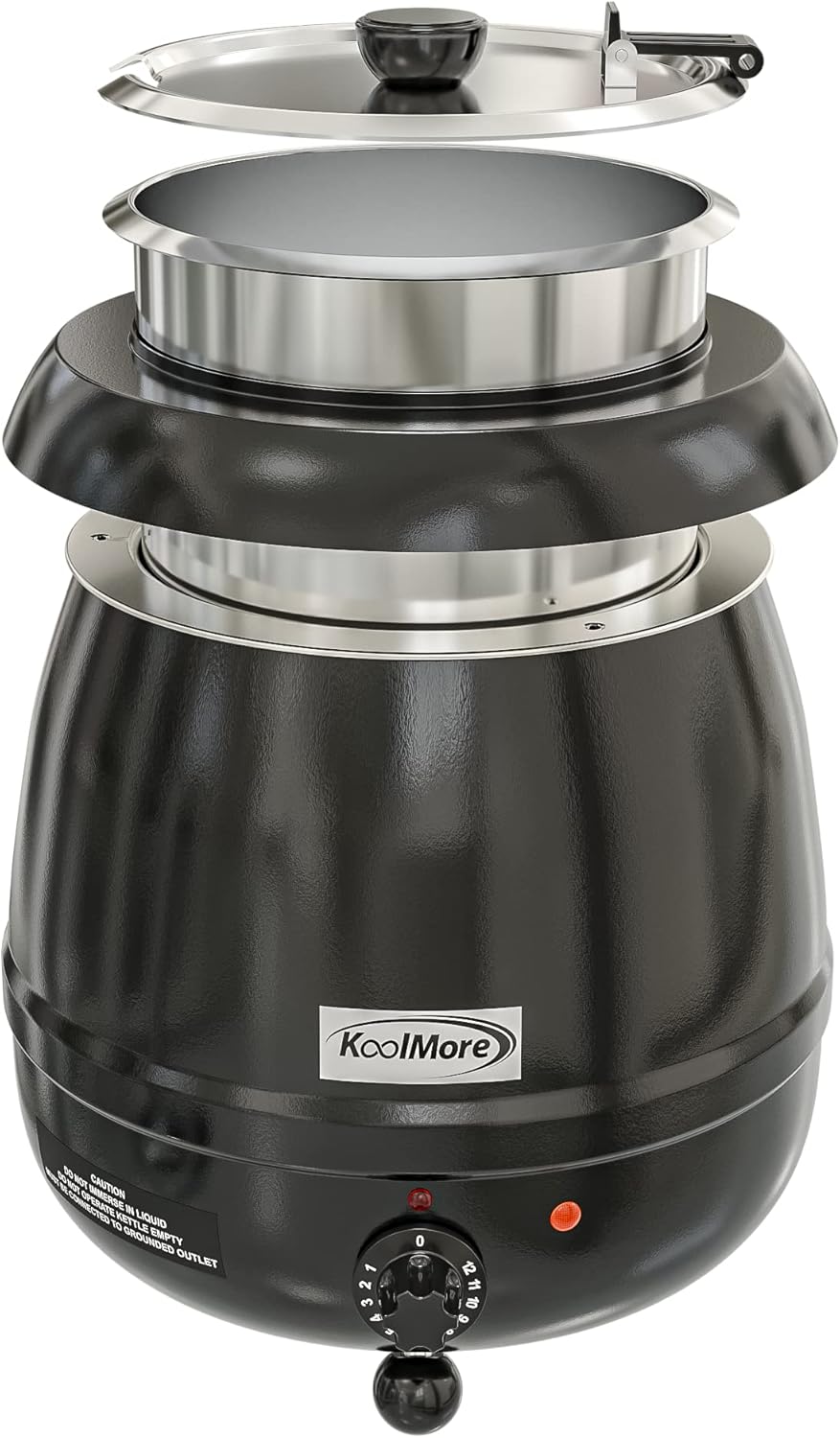 KoolMore Commercial Soup Kettle Warmer with Hinged Lid and Removable Pot Insert for Buffet, Restaurant, Party, Event, and Catering, Large 2.5 Gallon, Electric [Black] (SK-BK-3G)