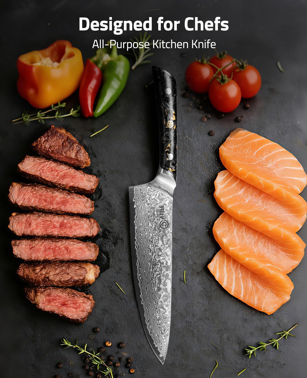 CVLIFE Chef Knife, 8" Damascus Steel Knife with High Carbon 10Cr15Mov Core — Amazon image 7