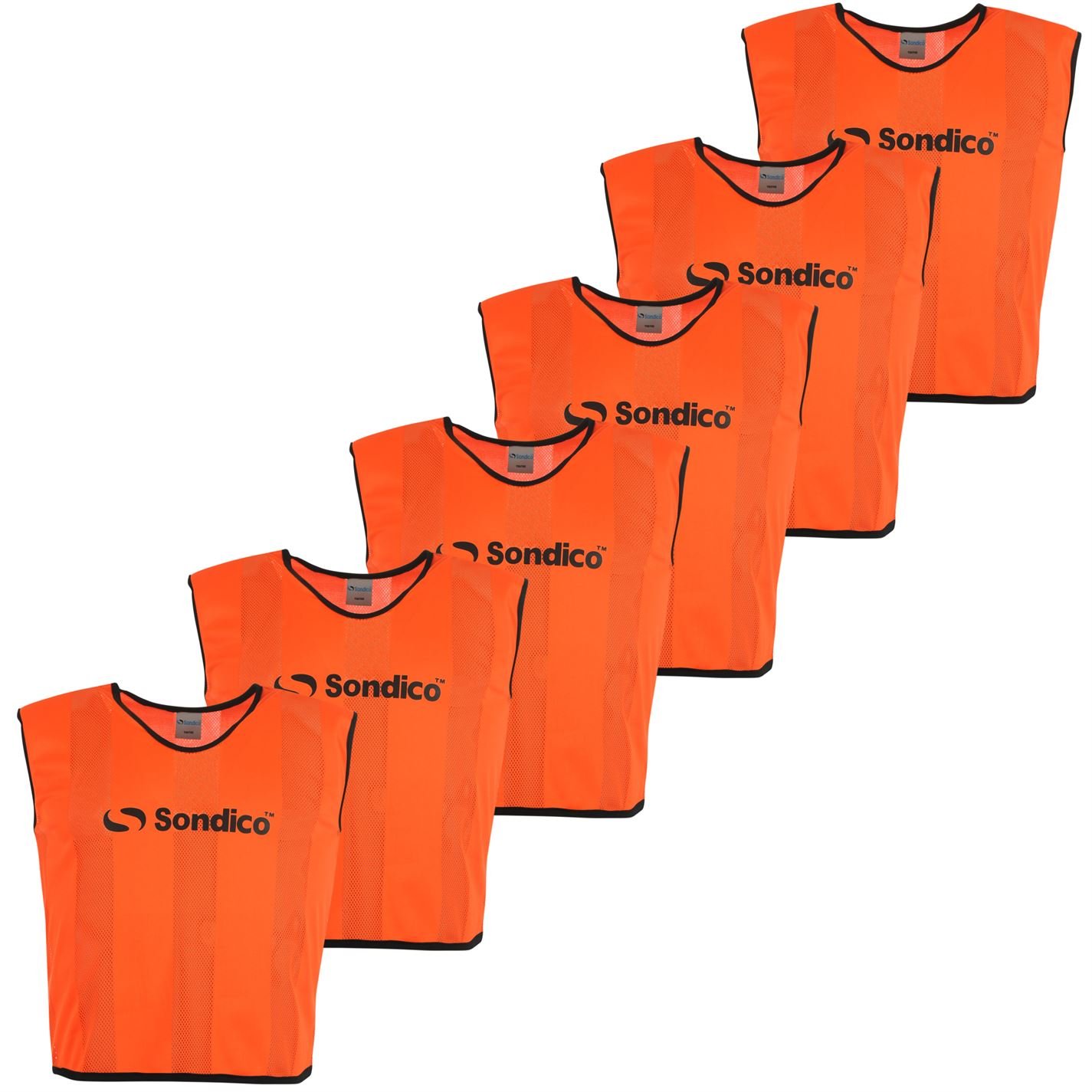 Sondico Unisex 6 Pack Mesh Bibs Fluo Orange Youths