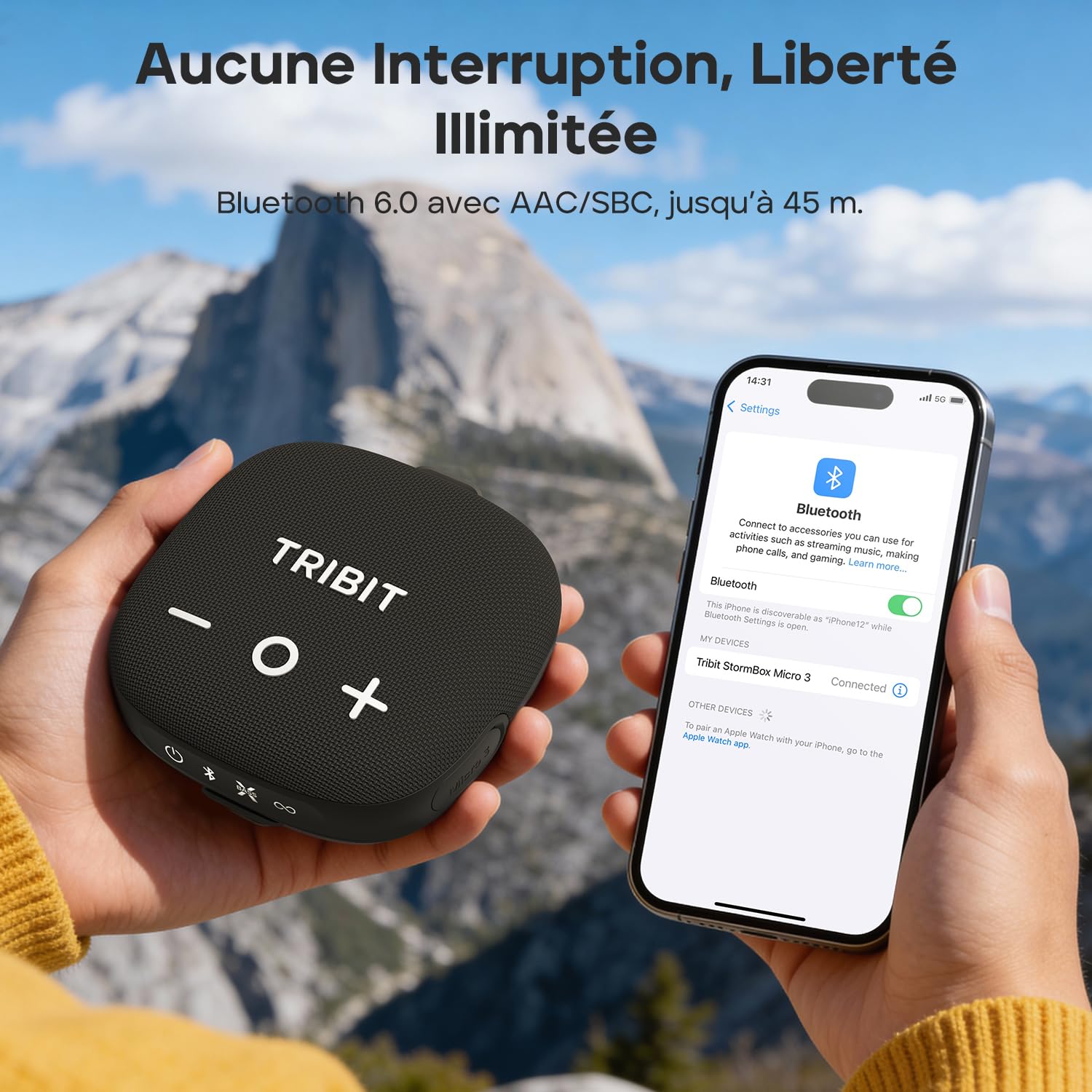 Tribit StormBox Micro 3 Enceinte Bluetooth Portable 13W XBass IP68 étanche autonomie 24h Noir