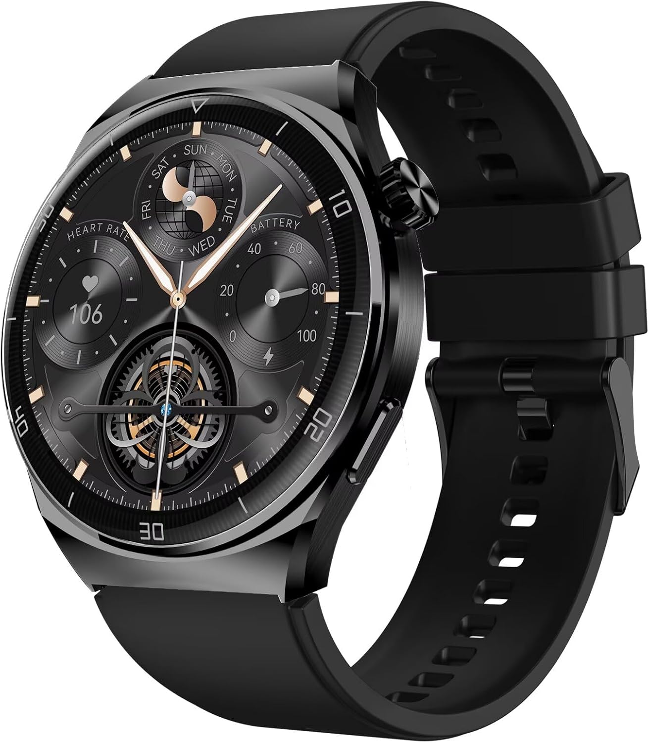 Smartwatch Aurafit Relógio inteligente para Homens, Tela Full Touch 1.43' AMOLED, IP68, Compatível com iOS e Android, 110+ Modos Esportivos, Assistente de Voz, Faz e Recebe Ligações