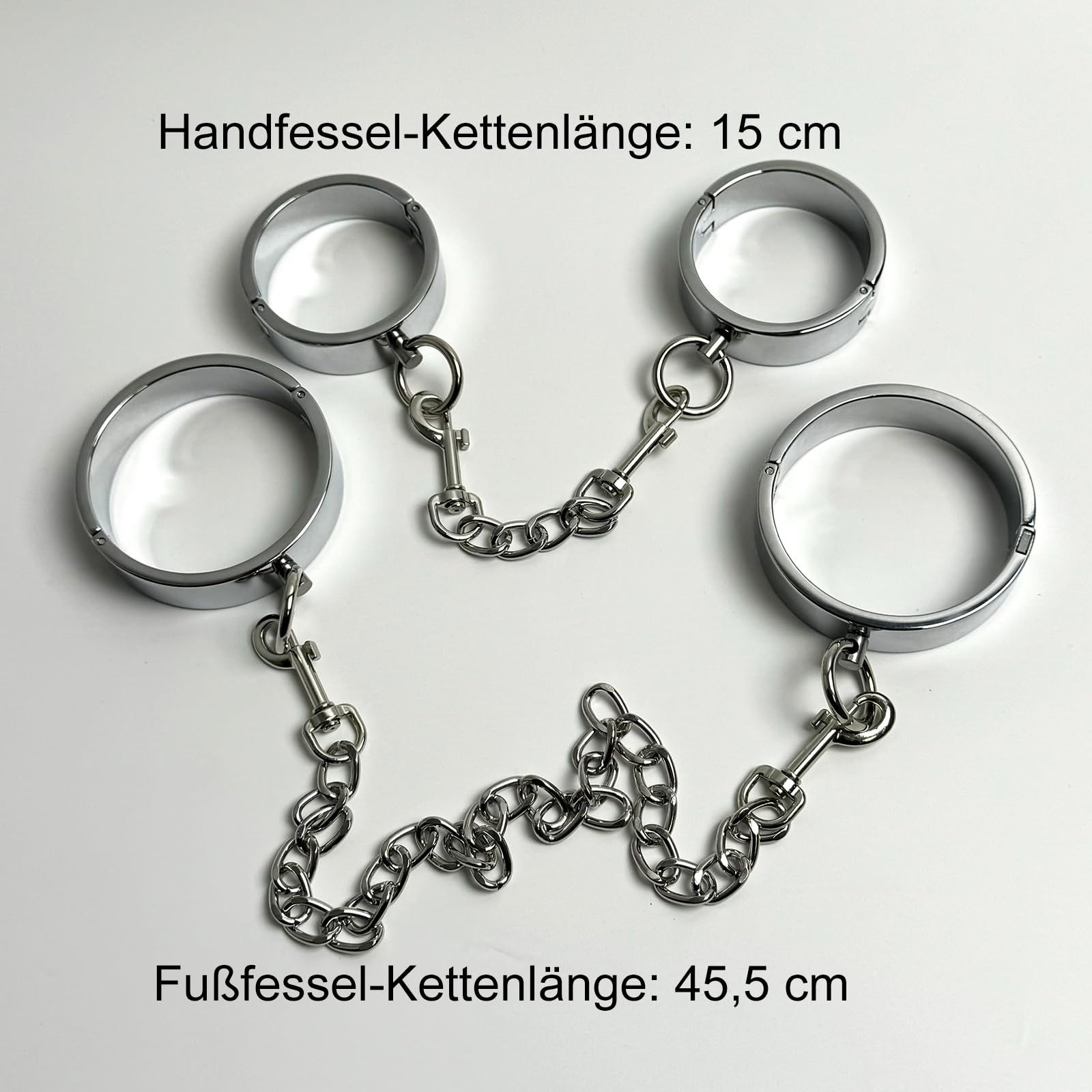 Silber Metall Kreisförmige Handschellen&Fußfesseln mit Verbindungskette