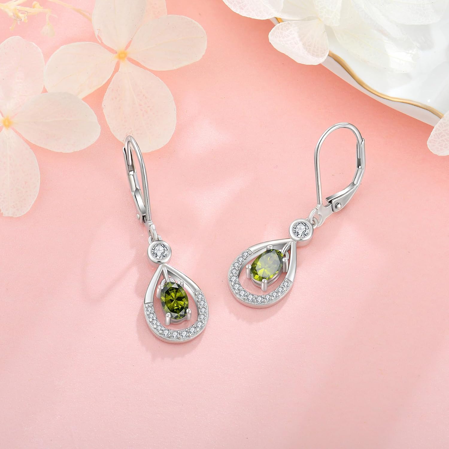 Dangle Drop Earrings 925 Sterling Silver Teardrop Cubic Zirconia Jewelry Leverback Earrings Birthday Christmas Anniversary Jewelry Gift for Women
