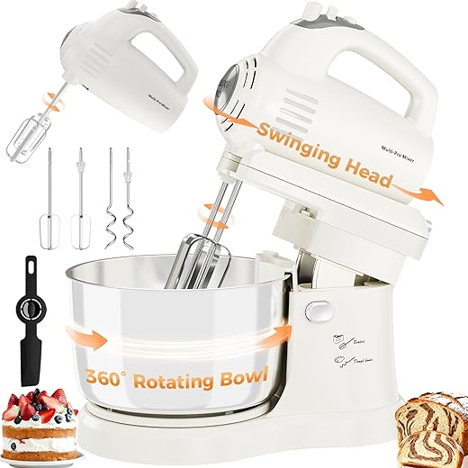 Vikaluz HH-9512A 2-in-1 Stand Mixer – 3.2 Qt Stainless Bowl