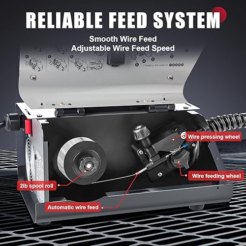 Miniatura 4 de AWT Soldador MIG 140Amp, Flux Core MIG SoldadorStick 2 en 1 máquina de soldar, Máquina de soldadura 110V con inversor Synergy IGBT, Equipo de