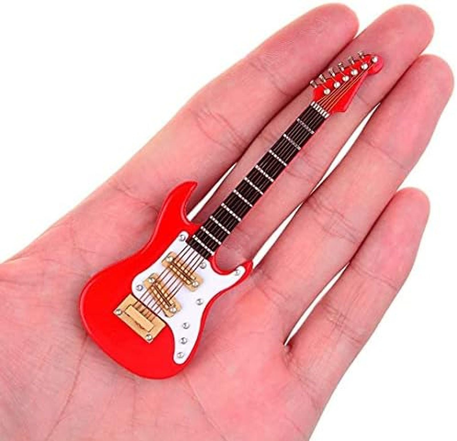 Miniaturowa Replika Gitary 3,94 "-mini Rockowa Gitara Elektryczna Drewniany Model Kolekcjonerskie Modele Instrumentów Muzycznych, Artware Otwieranie Prezentów Dekoracja Wnętrz, Ze Stojakiem I Etui