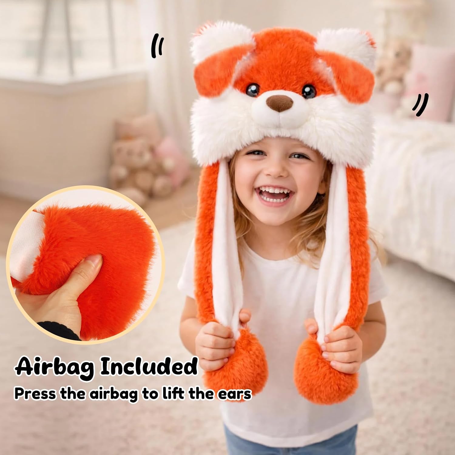 Moving Ear Hat, Soft Funny Animal Hats Jumping Beating Plush Caps Holiday Cosplay Dress Up Gift for Adult