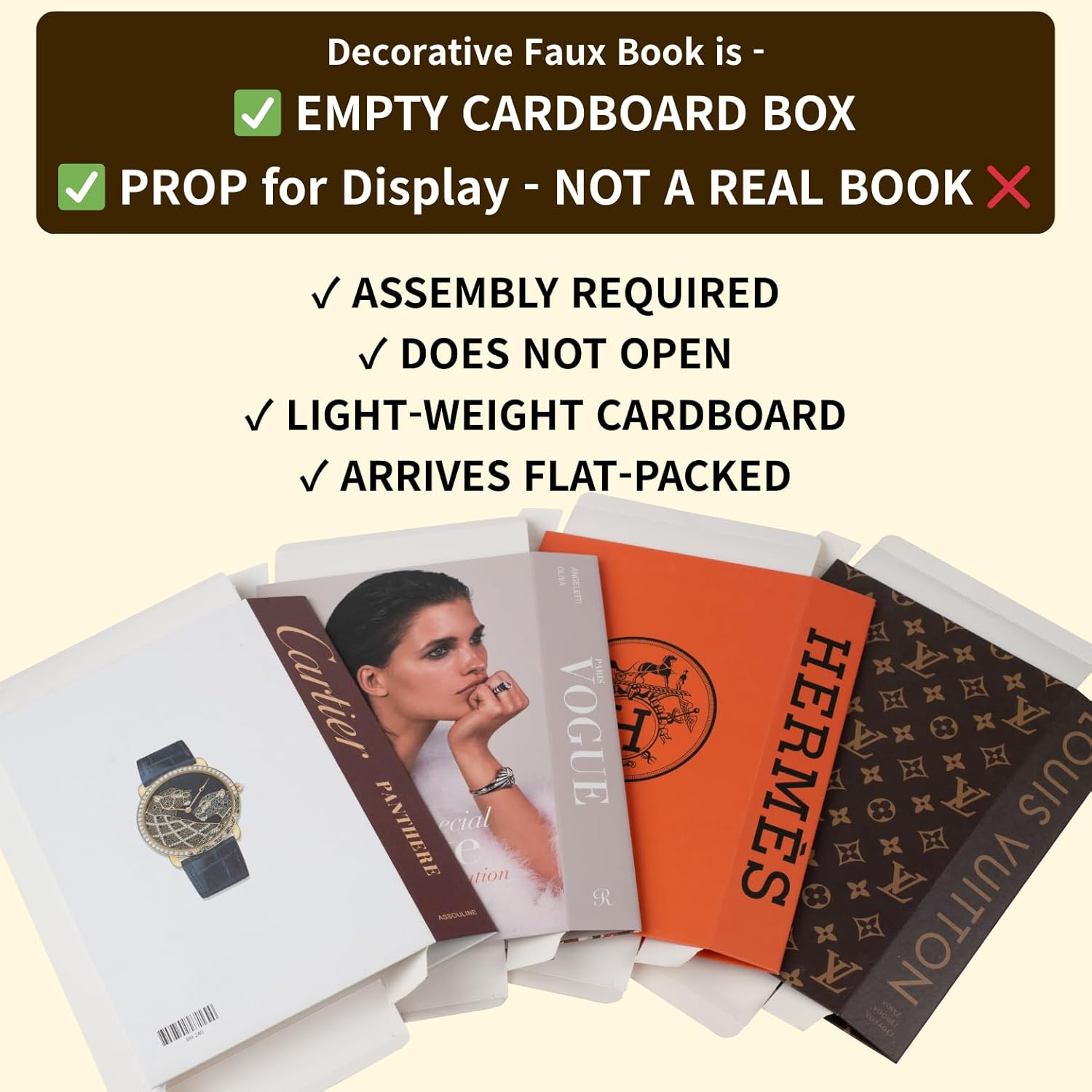 PROBENEX Glam Large | 4 PCS Faux Decorative Books for Home Decor | Not Real Books (Cardboard Boxes) | Coffee Table, Bookshelf & Shelf Styling Display Props for Living Room, Office