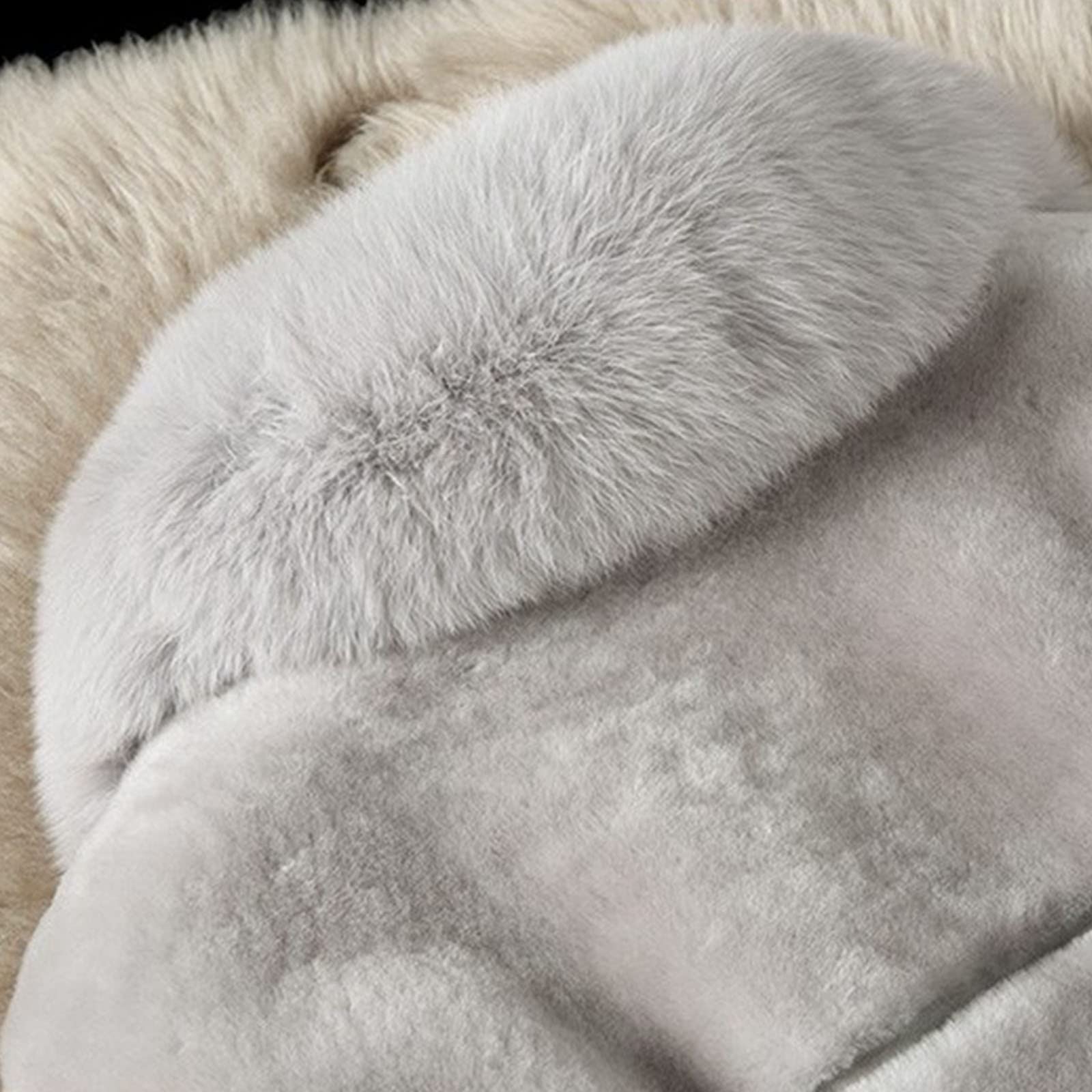 Winterjacke Damen Oversize Kunstpelz Mantel Damen Winter Warm Faux Fur Kunstfell Jacke Lang Pelzmantel Elegant Einfarbig Felljacke Damenmantel Winterjacke mit Tasche