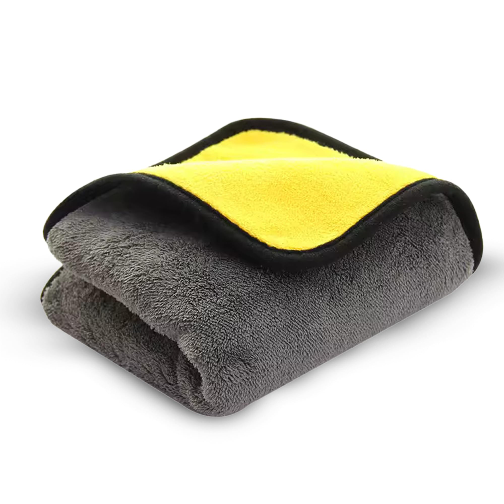 Asciugamano in microfibra a doppio scopo per dettagli auto, antigraffio, ultra morbido, altamente assorbente, perfetto per lucidare e asciugare (40 x 45) cm (giallo/grigio, confezione da 12)