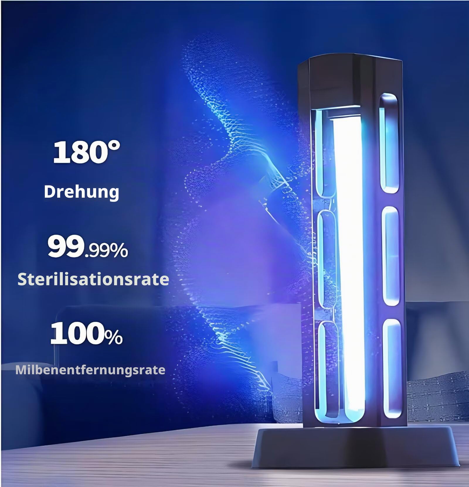 ZKX UVC Desinfektionslampe Fernbedienung, 180°-Drehung, 39W UV Sterilisationslampe, Keimtötende Lampe, Antibakterielle Rate 99%, Luftreiniger, Schimmel, Grippe, Bakterien, Staub