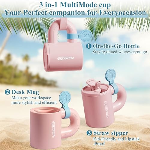 Miniatura 3 de Eyourlife Taza de viaje con forma de bolso de viaje, botella de agua portátil a prueba de fugas para café, agua, té, bebidas frías y calientes,