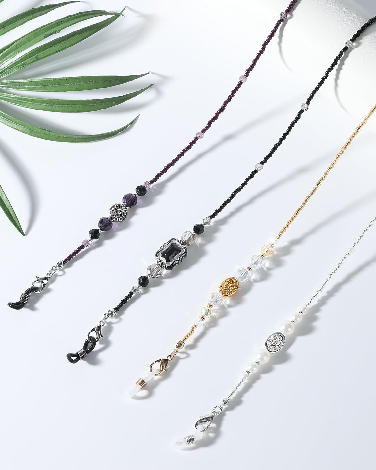 Beaded Glasses Chain for Women Men, Vintage Stones Adjustable Sunglasses Holders Around Neck Eyeglasses Lanyard