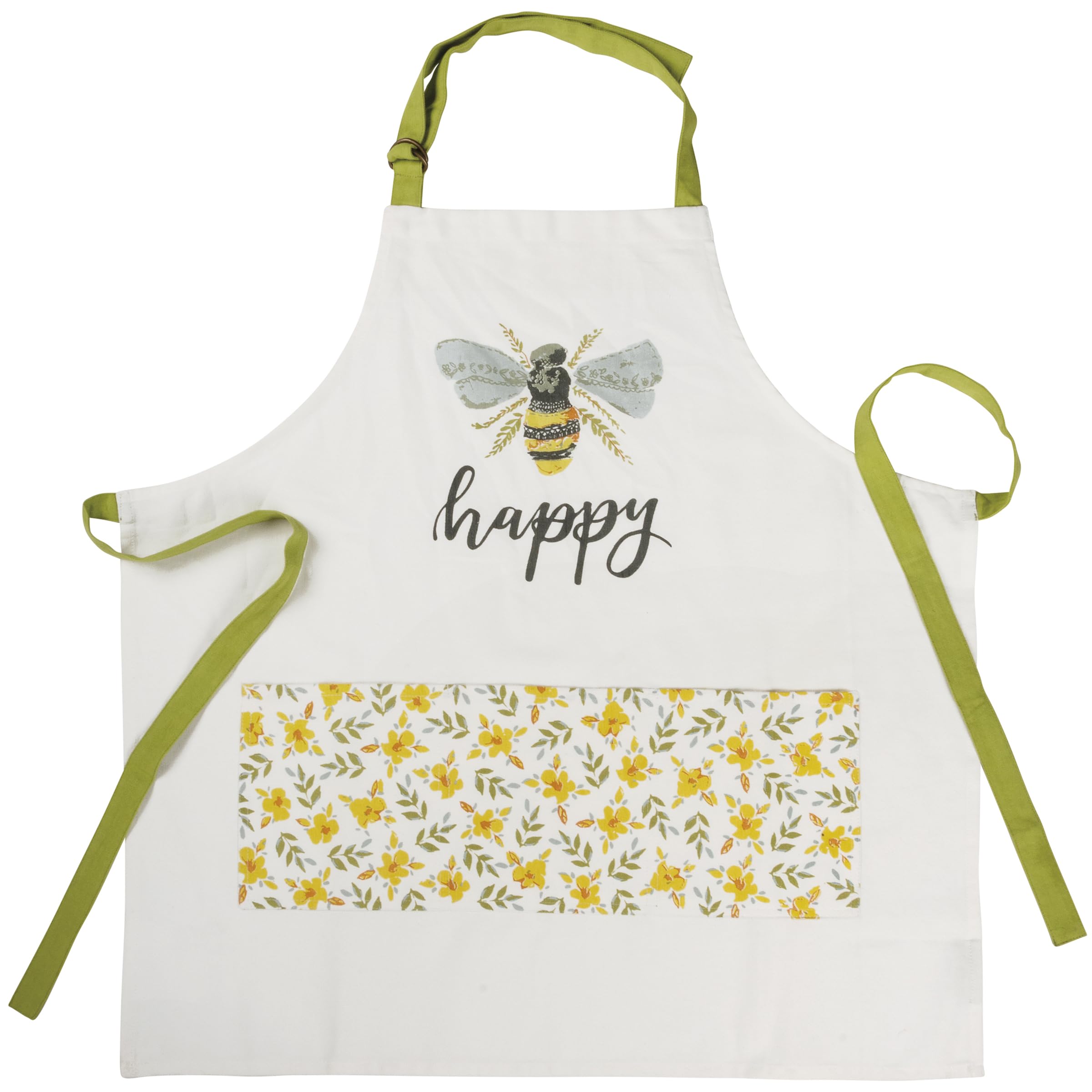 Tablier Happy Bee blanc à motif d'abeille pour cuisiner en famille