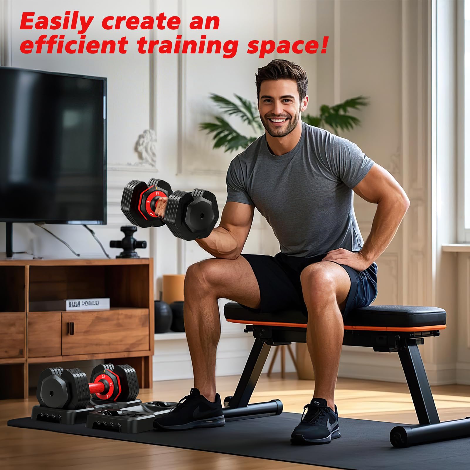Adjustable Dumbbells Set of 2, 1 Hand Adjustable Weights Dumbbells Set, 5 in 1/10 in 1 Free Dumbbell with Anti-Slip Texture Handle, Weight Set For Home Gym Suit both Men and Women