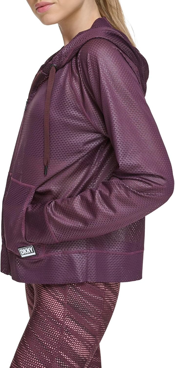 DKNY Women's Hoodie Zip Up Sprint Mesh Hoodie
