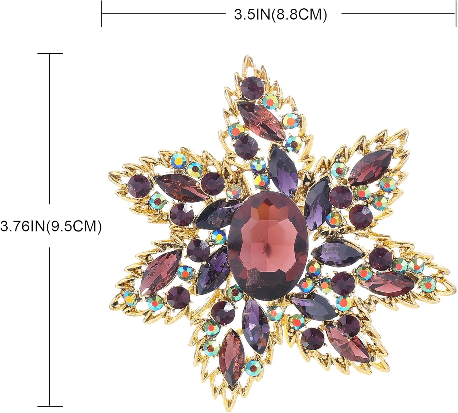 YOQUCOL Vintage Austrian Crystal Rhinestone Flower Shape Big Large Brooch Pin For Women Grils Golden Tone - Image 2