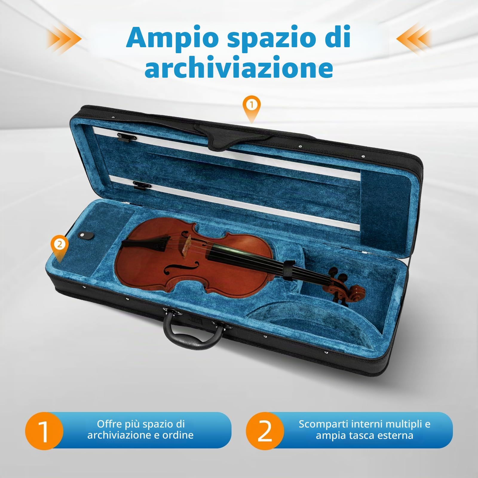 Shioocy Violino 4/4, custodia con tracolla